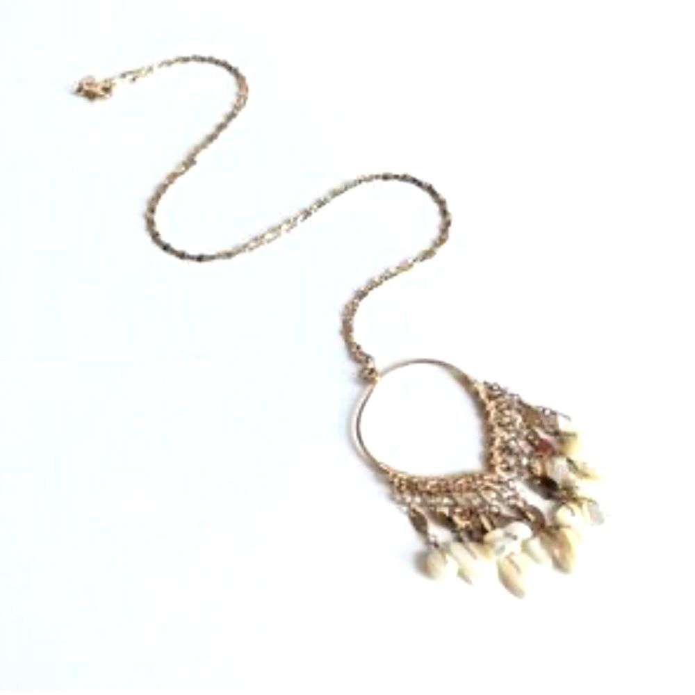 Express Gold Mother of Pearl Statement Pendant Necklace